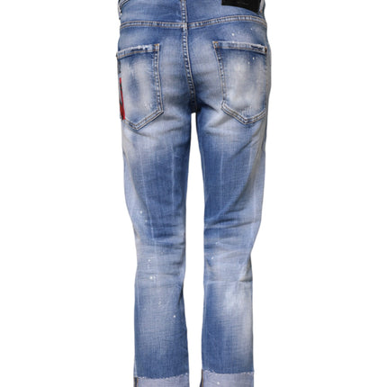Dsquared² Blue Washed Cotton Mid Waist Skinny Denim Jeans