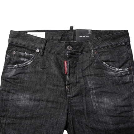 Dsquared² Black Washed Cotton Mid Waist Skinny Jeans