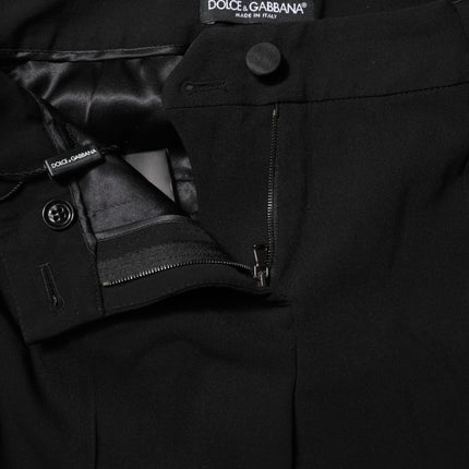 Dolce & Gabbana Black Wool Mid Waisted Tapered Dress Pants