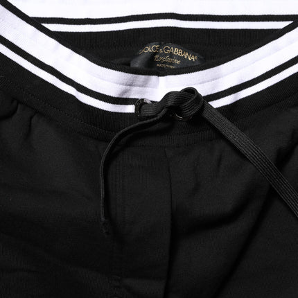 Dolce & Gabbana Black Cotton Mid Waist Jogger Pants