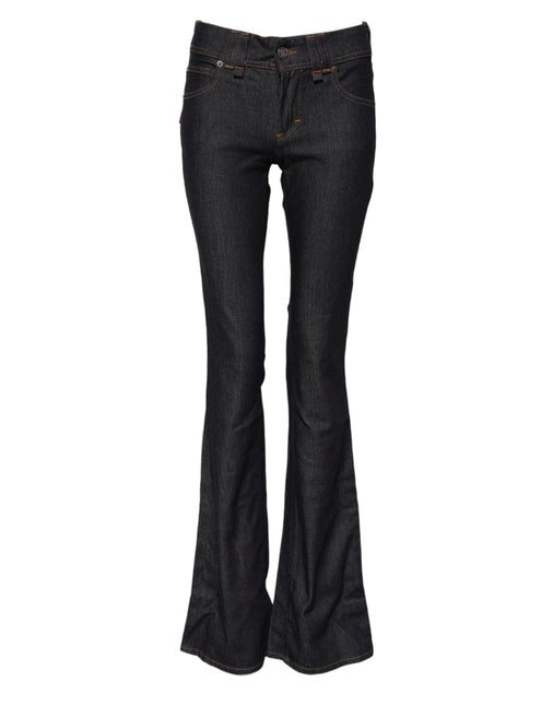 John Galliano Blue Mid Waist Cotton Wide Leg Denim Jeans John Galliano
