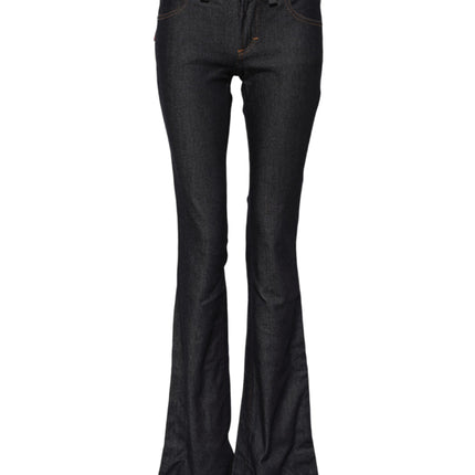John Galliano Blue Mid Waist Cotton Wide Leg Denim Jeans