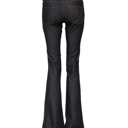 John Galliano Blue Mid Waist Cotton Wide Leg Denim Jeans