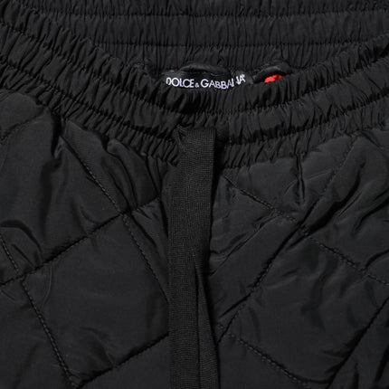 Dolce & Gabbana Black Quilted Mid Waist Jogger Pants