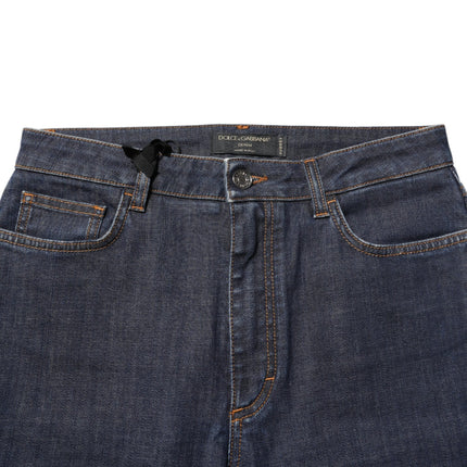 Dolce & Gabbana Blue Queen Patch AUDREY Mid Waist Denim Jeans