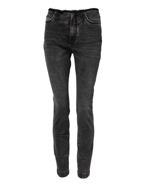 Dolce & Gabbana Gray Skinny Cotton Mid Waisted Denim Jeans Dolce & Gabbana