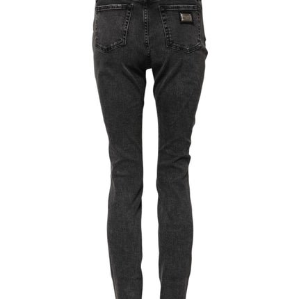Dolce & Gabbana Gray Skinny Cotton Mid Waisted Denim Jeans
