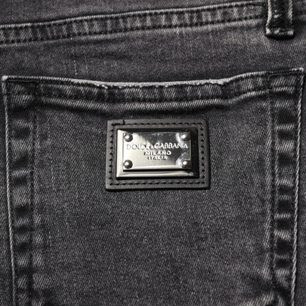 Dolce & Gabbana Gray Skinny Cotton Mid Waisted Denim Jeans