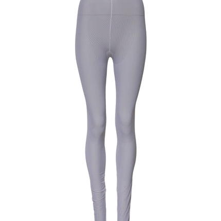 Dolce & Gabbana Gray Nylon DG Logo Mid Waisted Leggings Pants