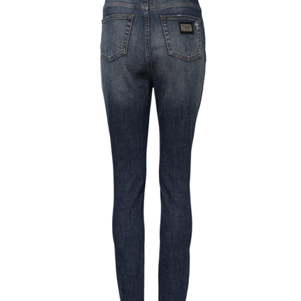 Dolce & Gabbana Blue Washed Cotton High Waisted Denim Jeans
