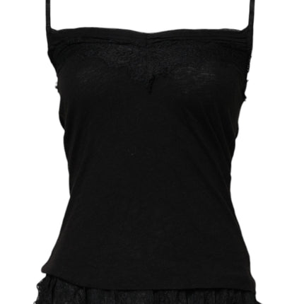 Scervino Street Black Wool Sleeveless Square Neck Tank Top