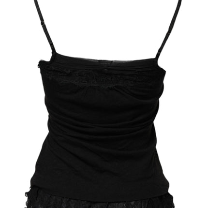 Scervino Street Black Wool Sleeveless Square Neck Tank Top