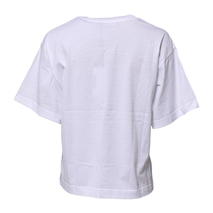 Dolce & Gabbana White Cotton Graphic Print Crew Neck T-shirt