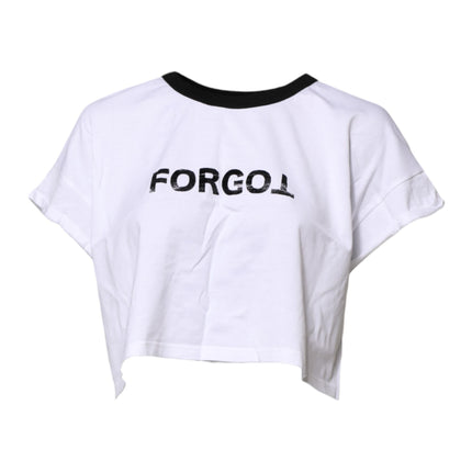 Dolce & Gabbana White Graphic Print Crew Neck Cropped T-shirt