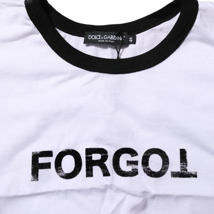 Dolce & Gabbana White Graphic Print Crew Neck Cropped T-shirt