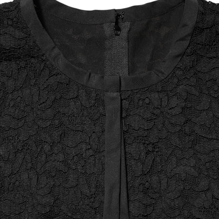 Dolce & Gabbana Black Nylon Lace Long Sleeve Blouse Top