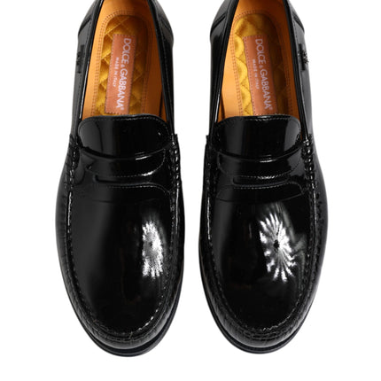Dolce & Gabbana Black Leather Slip On Loafers Dress Shoes