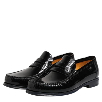 Dolce & Gabbana Black Leather Slip On Loafers Dress Shoes