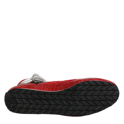 Dolce & Gabbana Red Quilted Leather Lace Up Sneakers Shoes