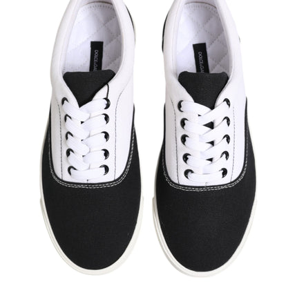 Dolce & Gabbana Black Cotton Canvas Lace Up Men Sneakers Shoes