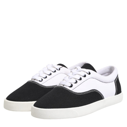Dolce & Gabbana Black Cotton Canvas Lace Up Men Sneakers Shoes