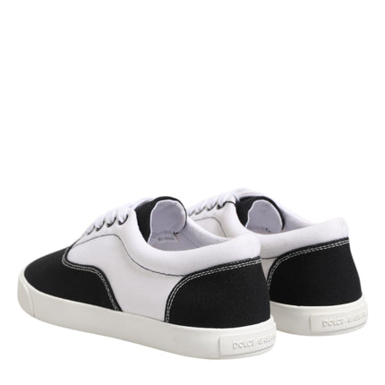 Dolce & Gabbana Black Cotton Canvas Lace Up Men Sneakers Shoes
