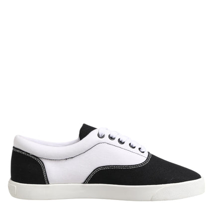 Dolce & Gabbana Black Cotton Canvas Lace Up Men Sneakers Shoes