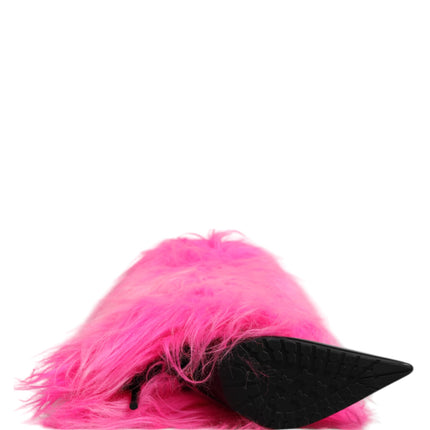 Dolce & Gabbana Pink Faux Fur Leather High Heels Boots Shoes