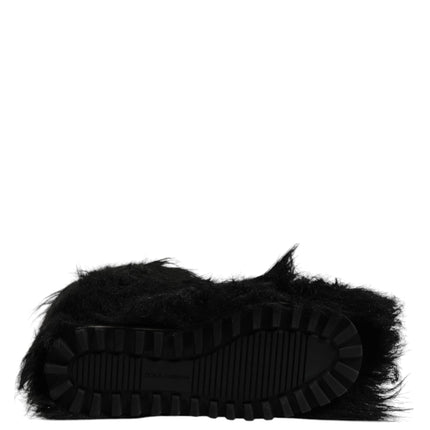 Dolce & Gabbana Black Faux Fur Mid Calf Boots Shoes