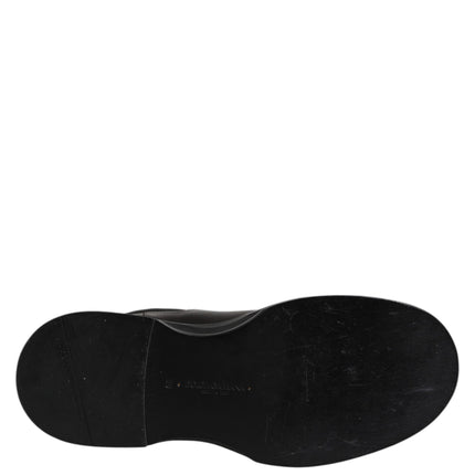 Dolce & Gabbana Black Leather Mid Calf Boots Flats Shoes