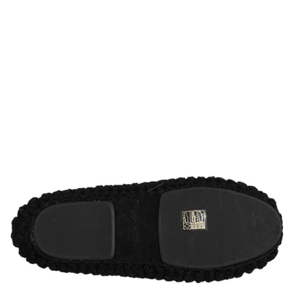 Dolce & Gabbana Black Wool Slip On Flats Ballerina Shoes
