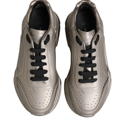 Dolce & Gabbana Silver DAYMASTER Leather Men Sneakers Shoes