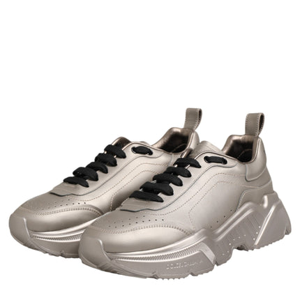 Dolce & Gabbana Silver DAYMASTER Leather Men Sneakers Shoes