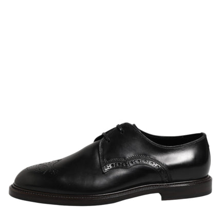 Dolce & Gabbana Black Leather Derby Wingtip Formal Shoes