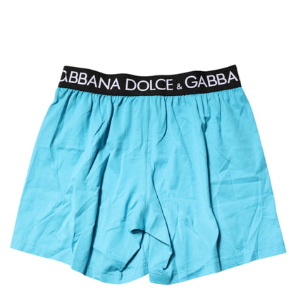 Dolce & Gabbana Blue Logo Waist Regular Boxer Shorts Underwear