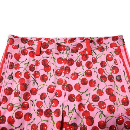 Dolce & Gabbana Pink Cherry Print Cotton Dress Pants