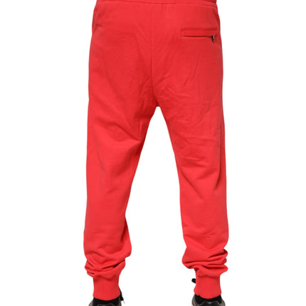 Dolce & Gabbana Red Cotton Men Jogger Sweatpants Pants
