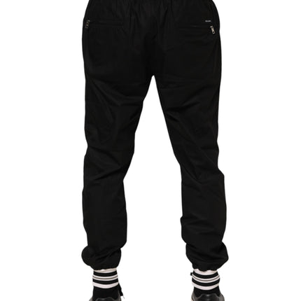 Dolce & Gabbana Black Cotton Logo Tape Men Jogger Pants