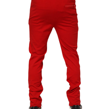 Dolce & Gabbana Red Viscose Logo Jogger Men Sweatpants Pants