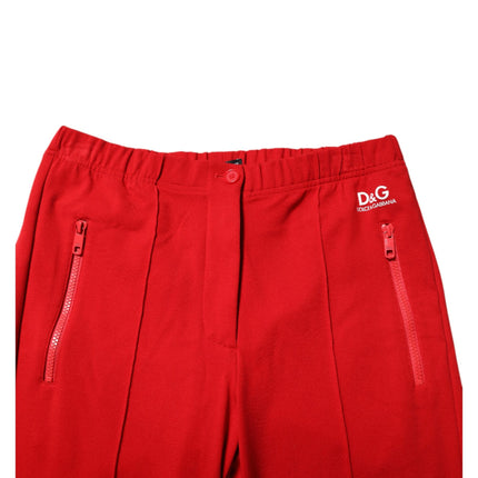 Dolce & Gabbana Red Viscose Logo Jogger Men Sweatpants Pants