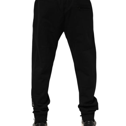 Dolce & Gabbana Black Cotton Men Jogger Sweatpants Pants