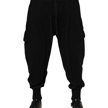 Dolce & Gabbana Black Cotton Logo Jogger Sweatpants Pants