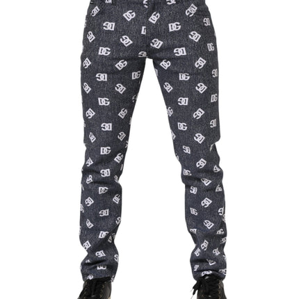 Dolce & Gabbana Dark Gray Logo Cotton Skinny Slim Denim Jeans
