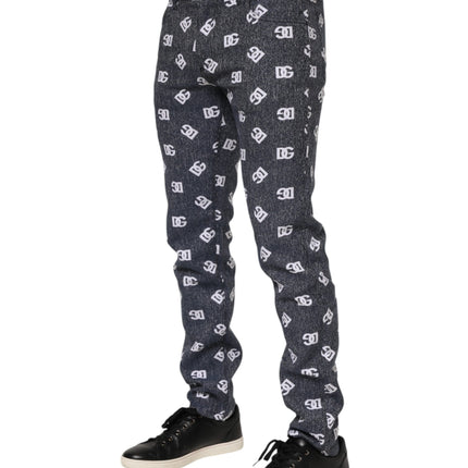 Dolce & Gabbana Dark Gray Logo Cotton Skinny Slim Denim Jeans