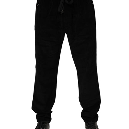 Dolce & Gabbana Black Cotton Men Jogger Sweatpants Pants