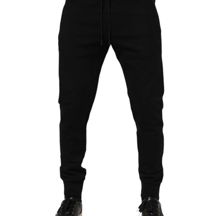 Dolce & Gabbana Black Cotton Men Jogger Sweatpants Pants