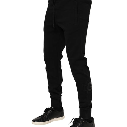 Dolce & Gabbana Black Cotton Men Jogger Sweatpants Pants