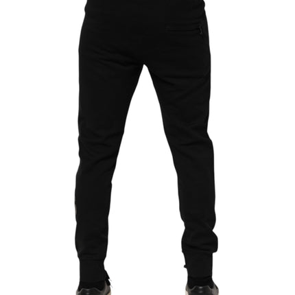Dolce & Gabbana Black Cotton Men Jogger Sweatpants Pants