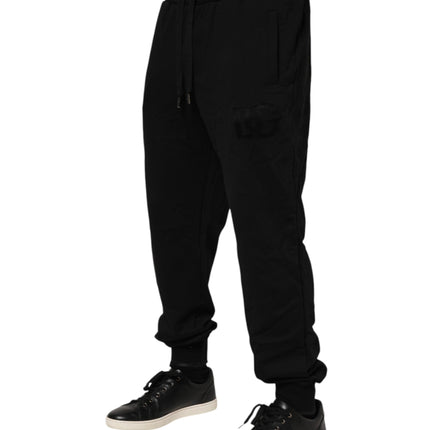 Dolce & Gabbana Black Cotton Drawstring Jogger Pants