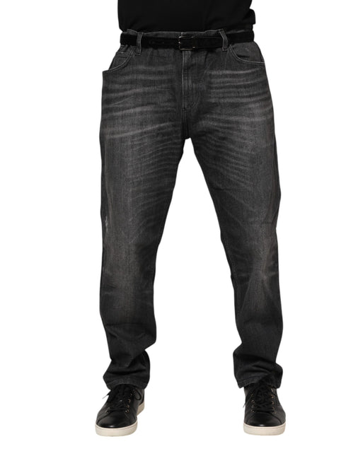 Dolce & Gabbana Gray Washed Cotton Loose Denim Jeans Dolce & Gabbana